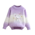 thumbnail image 1 of CYRBOKO Girl's Knit Sweaters, Holiday Crew Neck Casual Long Sleeve Kint Clothes Purple Size 6-7 T, 1 of 6