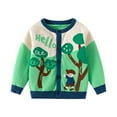 thumbnail image 1 of CYRBOKO Girl's Sweaters, Fall Long Sleeve Knit Cotton Winter Cardigans Green Size 8-9 T, 1 of 7