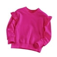 thumbnail image 1 of CYRBOKO Girl's Sweatshirts, Pullover Crew Neck Cotton Autumn Tops with Long Sleeve Hot Pink Size 6-7 T, 1 of 3