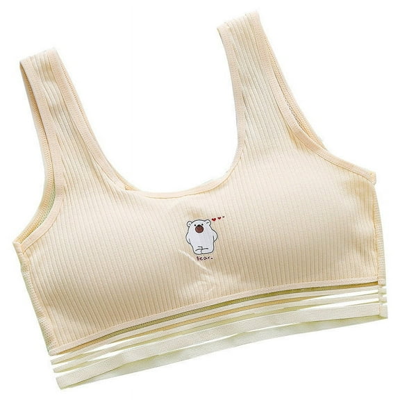 CYRBOKO Girl's Training Bars Top, Breathable Soft Comfortable Cotton Padded Teen Girls Bras Orange Size 7-10 T