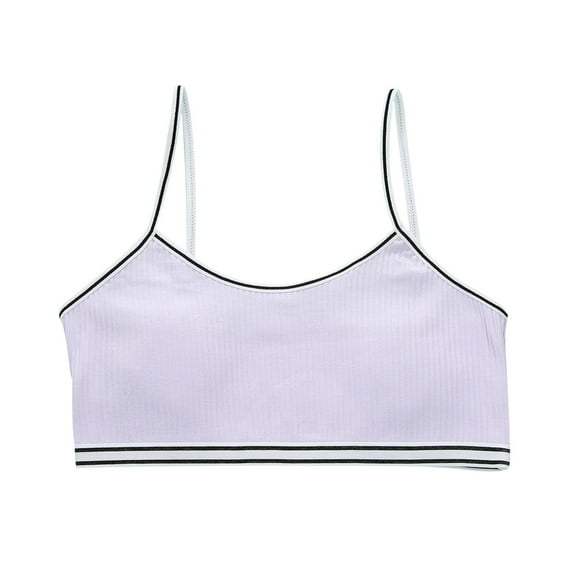 CYRBOKO Girl's Training Bars Top, Comfortable Cotton Breathable Lightweight Soft Seamless Bras Purple Size 11-13 T