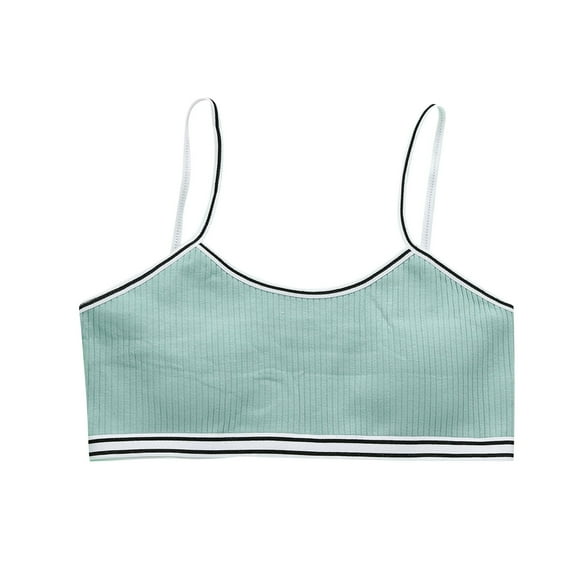 CYRBOKO Girl's Training Bars Top, Cotton Soft Breathable Comfortable Lightweight Seamless Bras Green Size 8-10 T