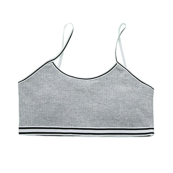 CYRBOKO Girl's Training Bars Top, Lightweight Soft Cotton Breathable Comfortable Seamless Bras Gray Size 8-10 T