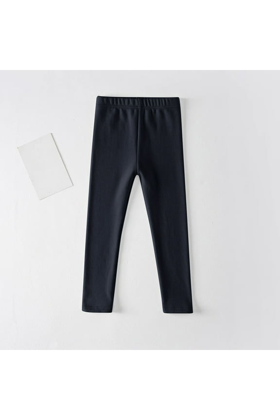 Girls Active Leggings, Casual Stretch Loungewear Elastic Waist Skinny Bottoms Navy Size 5-6 T