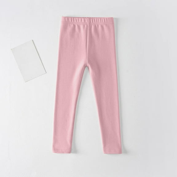 CYRBOKO Girls Active Leggings, Stretch Elastic Waist Loungewear Casual Skinny Bottoms Pink Size 5-6 T