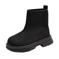 thumbnail image 1 of CYRBOKO Girls Ankle Boots, Casual Knitted Non-slip Winter Girls Riding Boots Black Size 10 (Little Kids), 1 of 7