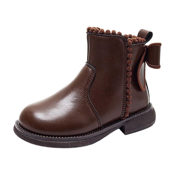 CYRBOKO Girls Ankle Boots, Fall Winter Casual Side Zip Comfort Girls Booties Girls Shoes Brown Size 9 (Toddler)