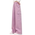 thumbnail image 1 of CYRBOKO Girls Athletic Cargo Pants, Breathable Casual Elastic Waist Loose Wide Leg Pants Pink Size 12-13 T, 1 of 8