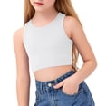 thumbnail image 1 of CYRBOKO Girls Athletic Shirts, Casual Summer Racerback Sleeveless Girl's Tank Tops White Size 5-6 T, 1 of 7
