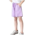 thumbnail image 1 of CYRBOKO Girls Athletic Shorts, Loose Elastic Waist Casual Summer Shorts Purple Size 14-16T, 1 of 3