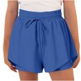 thumbnail image 1 of CYRBOKO Girls Athletic Shorts, Drawstring Elastic Waist Holiday Casual Summer Bottoms Navy Size 14-15 T, 1 of 9