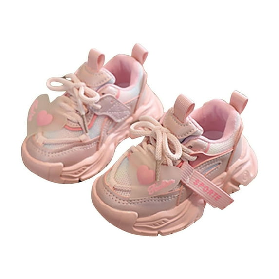 CYRBOKO Girls Athletic Sneakers, Slip On Soft Sole Non-slip Running Casual Shoes Pink Size 10.5-11 T