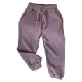 thumbnail image 1 of CYRBOKO Girls Athletic Sweatpants, Drawstring Casual Cotton Elastic Waist Fleece Joggers Purple Size 5-6 T, 1 of 3