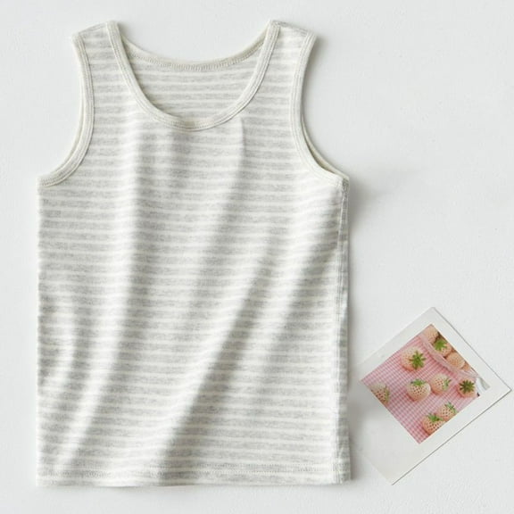 CYRBOKO Girls Athletic Tank Tops, Cotton Lightweight Sleeveless Summer Tops Gray Size 7-8 T
