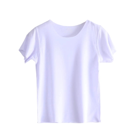 CYRBOKO Girls Athletic Tops, Stretchy Quick-dry Breathable Short Sleeve Summer T-Shirts Kids Clothes White Size 3-4 T