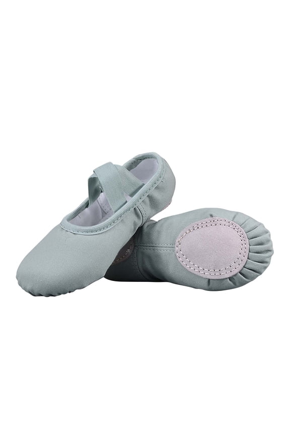 Girls Ballet Shoes, Elastic X-Strap Solid Color Canvas Soft Sole Dance Flats Green Size 11 (Little Kids)