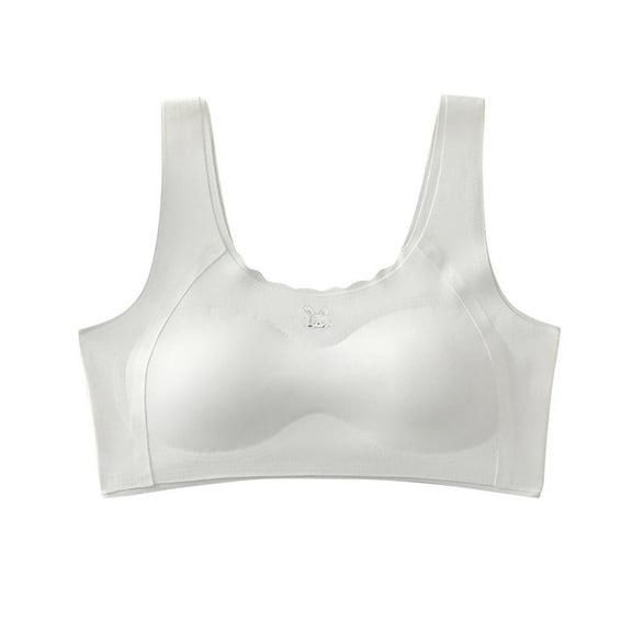 CYRBOKO Girls Barlettes, Breathable Soft Comfortable Thin Padded Seamless Bras White Size 12-14 T