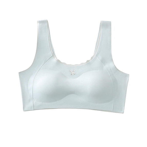 CYRBOKO Girls Barlettes, Padded Breathable Comfortable Thin Soft Seamless Bras Blue Size 15-18 T