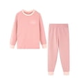 thumbnail image 1 of CYRBOKO Girls Base Layer Sets, Cotton Long Sleeve Comfy Elastic Waist Loungewear Sets Pink Size 10-12 T, 1 of 2