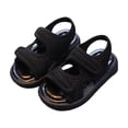 thumbnail image 1 of CYRBOKO Girls Beach Sandals, Non-Slip Hook&Loop Vacation Open Toes Kids Shoes Black Size 11 (Little Kids), 1 of 9