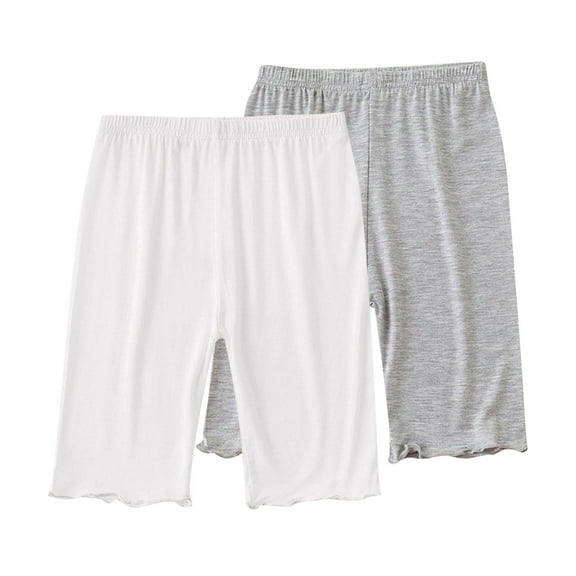 CYRBOKO Girls Bike Shorts, 2 Piece Dancewear Streth Elastic Waist Summewr Leggings Light Blue Size 6-7 T