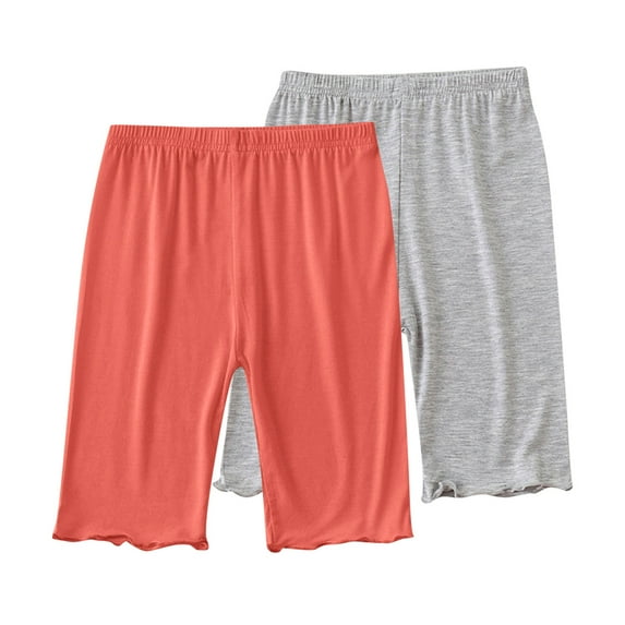 CYRBOKO Girls Bike Shorts, 2 Piece Streth Dancewear Elastic Waist Summewr Leggings Purple Size 12-13 T