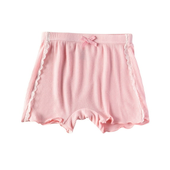 CYRBOKO Girls Bike Shorts, Cotton Elastic Waist Athletic Casual Short Leggings Pink Size 10-12T