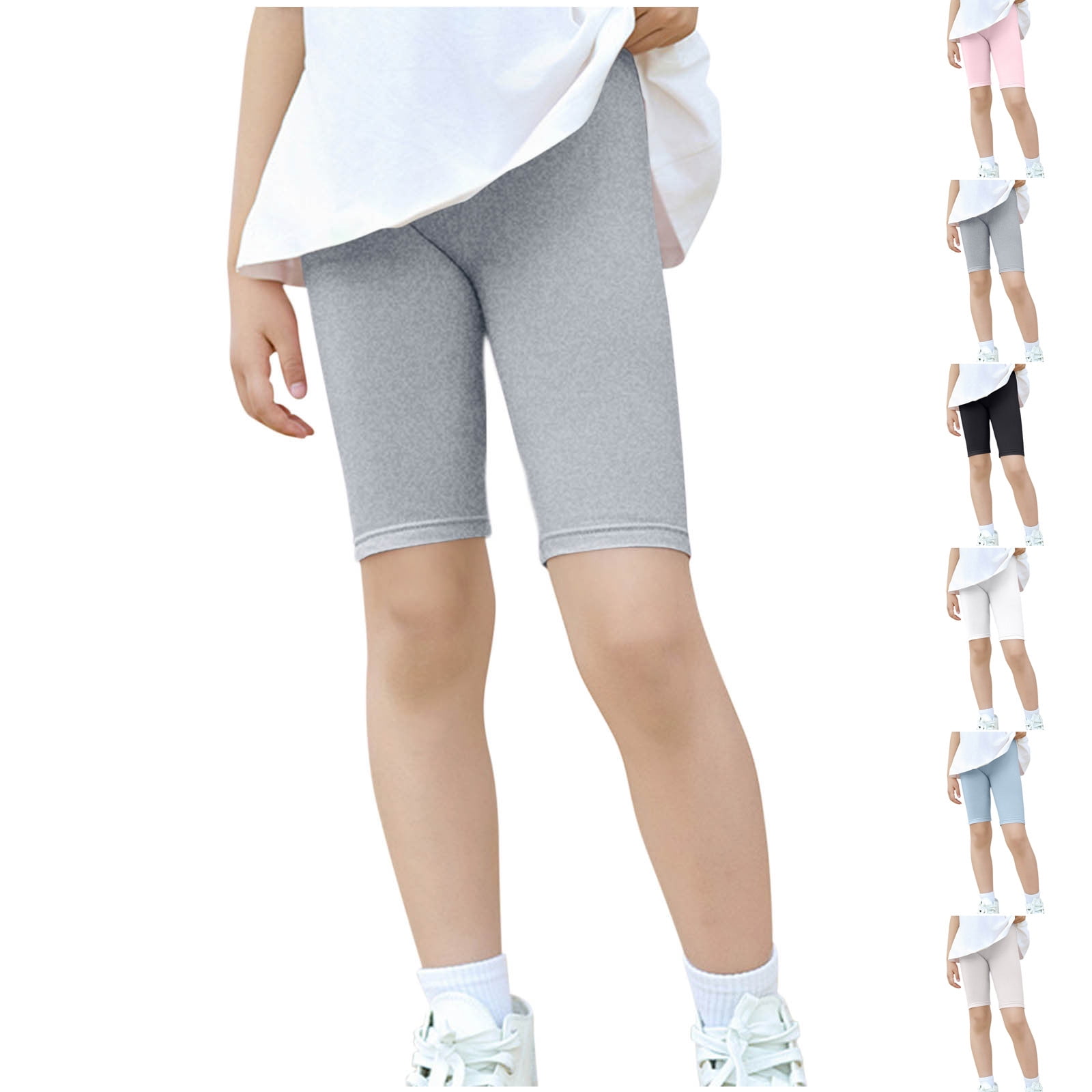 Girls Bike Shorts, Streth Casual Solid Color Dancewear Short Leggings Beige Size 10-12T