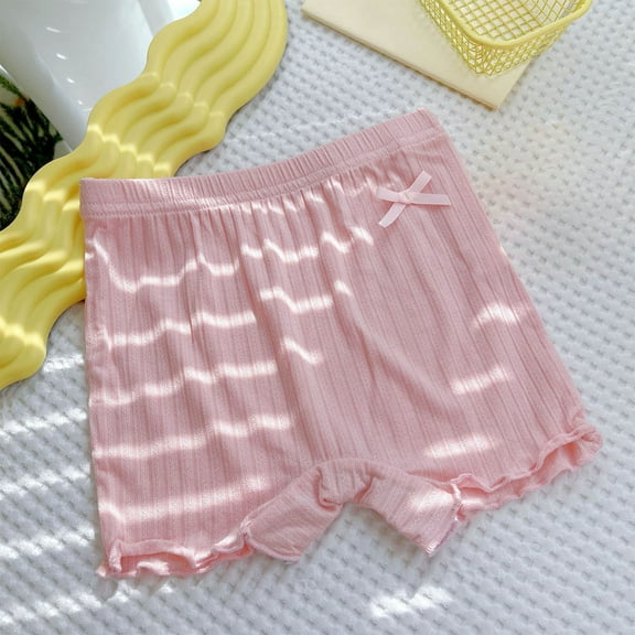 CYRBOKO Girls Bike Shorts, Streth Elastic Waist Casual Cotton Short Leggings Pink Size 8 T