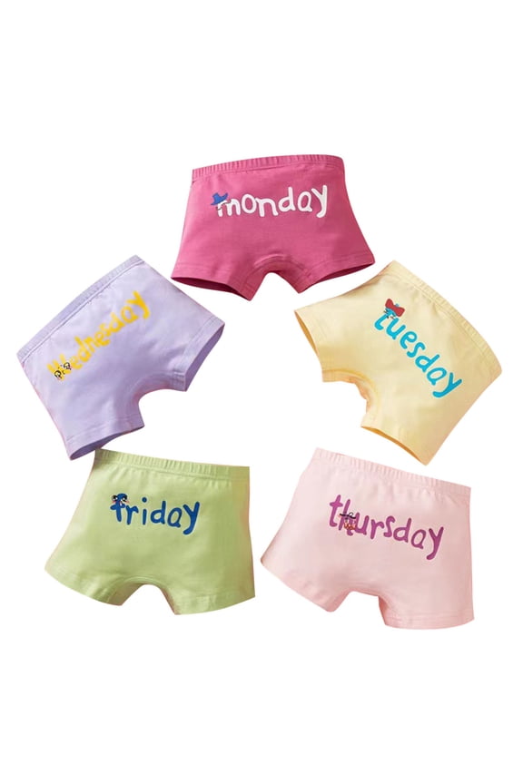 Girls'Boxer Shorts, Cotton Elastic Waist 5-piece Breathable Underwear for Girls Pink Size 12-15 T