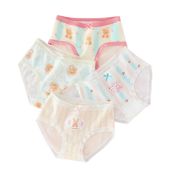 CYRBOKO Girls Briefs, 4 Pack Comfy Elastic Waist Cotton Underwear for Girls Yellow Size 14 T