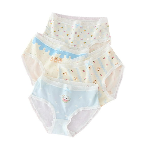 CYRBOKO Girls Briefs, 4 Pack Cotton Soft Elastic Waist Underwear for Girls Light Blue Size 14-15 T