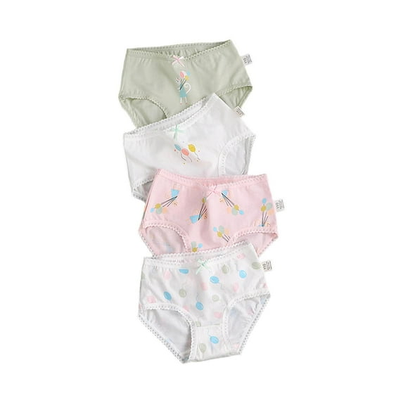 CYRBOKO Girls Briefs, 4 Pieces Soft Cotton Elastic Waist Girls Underwear Green Size 11-12 T