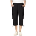 thumbnail image 1 of CYRBOKO Girls Capri pants, Breathable Summer Casual Drawstring Cuffs Elastic Waist Capris with Pockets Black Size 9-10 T, 1 of 7