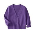 thumbnail image 1 of CYRBOKO Girls Cardigan Sweaters, Cotton Soft Comfy Knit Long Sleeve Fall Tops Purple Size 9-10 T, 1 of 6