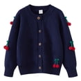 thumbnail image 1 of CYRBOKO Girls Cardigans, Cotton Long Sleeve Comfy Knit Winter Clothing Navy Size 6-7 T, 1 of 3
