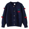 thumbnail image 1 of CYRBOKO Girls Cardigans, Knit Cotton Long Sleeve Soft Winter Clothing Navy Size 5-6 T, 1 of 3