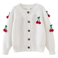 thumbnail image 1 of CYRBOKO Girls Cardigans, Long Sleeve Cotton Knit Soft Winter Clothing White Size 7-8 T, 1 of 3