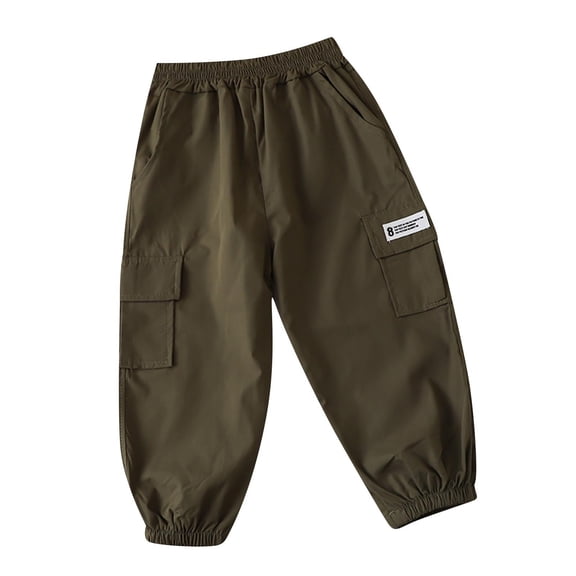 CYRBOKO Girls Cargo Pants 2025, Breathable Casual Loose Elastic Waist Jogging Bottoms Army Green Size 7-8 T