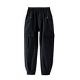 thumbnail image 1 of CYRBOKO Girls Cargo Pants, Cotton Dancewear Loose Elastic Waist Running Pants Black Size 7-8 T, 1 of 5