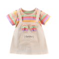 thumbnail image 1 of CYRBOKO Girls Casual Dresses, Gift Striped Cotton Short Sleeve Summer Dresses White Size 7-8 T, 1 of 2