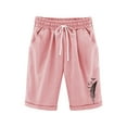 thumbnail image 1 of CYRBOKO Girls Casual Shorts, Elastic Waist Drawstring Knee-Length Casual Summer Shorts Pink Size 9-10 T, 1 of 5