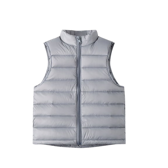 CYRBOKO Girls' Cotton Puffer Vests, Lightweight Sleeveless Thermal Full Zip Winter Clothing Blue Size 15-16 T