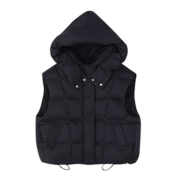 CYRBOKO Girls Cotton Puffer Vests, Sleeveless Thermal Full Zip Sports Kids Clothing Black Size 6-7 T