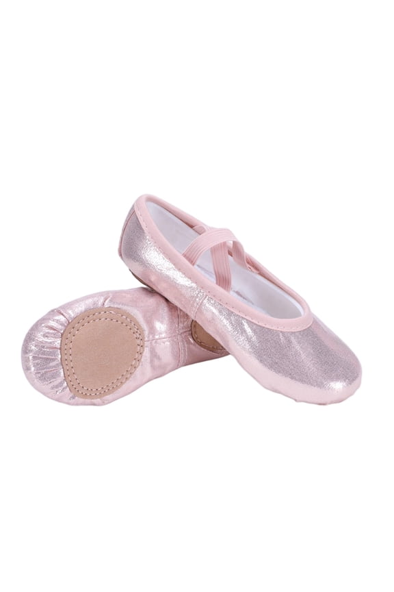 Girls Dance Shoes, Comfortable Stretchy Elastic X-Strap Soft Sole Flat Shoes for Little/Big Kids Pink Size 11 (Little Kids)