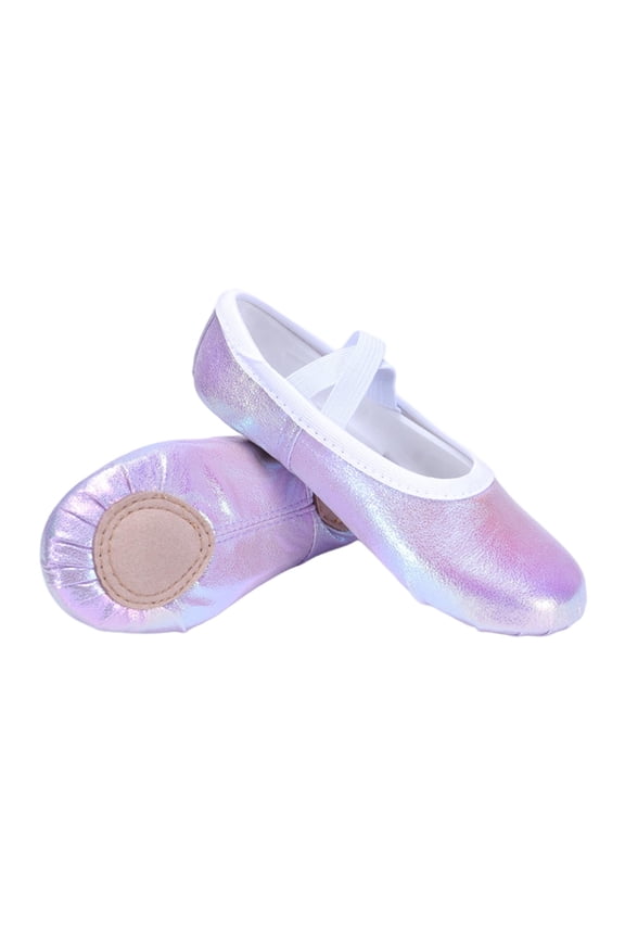 Girls Dance Shoes, Soft Sole Stretchy Comfortable Elastic X-Strap Flat Shoes for Little/Big Kids Purple Size 9 (Little Kids)