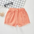 thumbnail image 1 of CYRBOKO Girls Denim Shorts, Solid Color Loose Ripped Summer Jean Shorts Orange Size 10-12T, 1 of 5