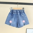 thumbnail image 1 of CYRBOKO Girls Denim Shorts, Vacation Elastic Waist Loose Smmer Shorts Pink Size 6T, 1 of 4