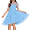 thumbnail image 1 of CYRBOKO Girls Dresses, Summer Casual A-line Holiday Kids Dresses Light Blue Size 9-12 T, 1 of 5