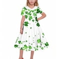 thumbnail image 1 of CYRBOKO Girls Dresses for St. Patrick's Day, A-line Lightweight Collared Short Sleeve Casual Dresses Mint Green Size 5-6 T, 1 of 5